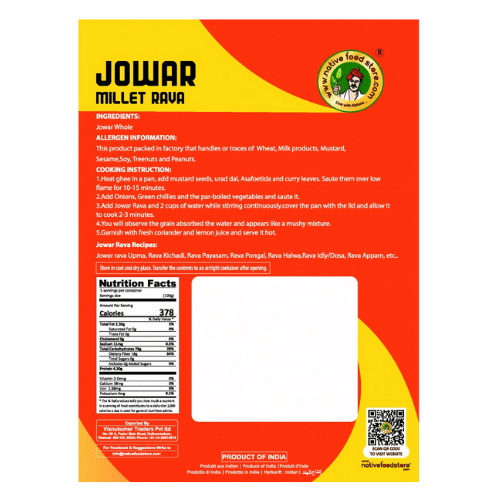 Buy native food store great millet jowar rava Online in UK