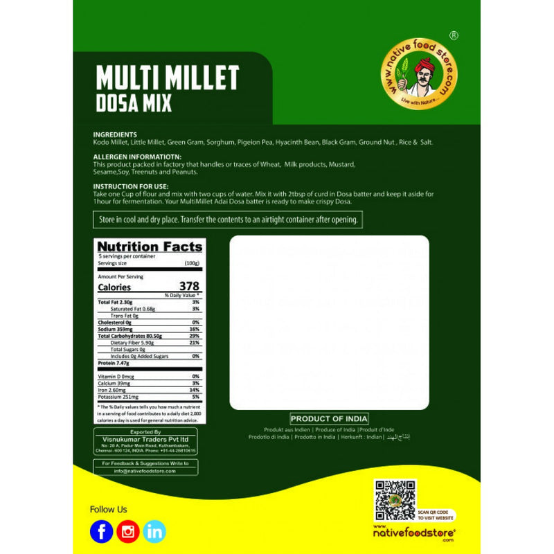 Buy native food store multi millet dosa Online in UK