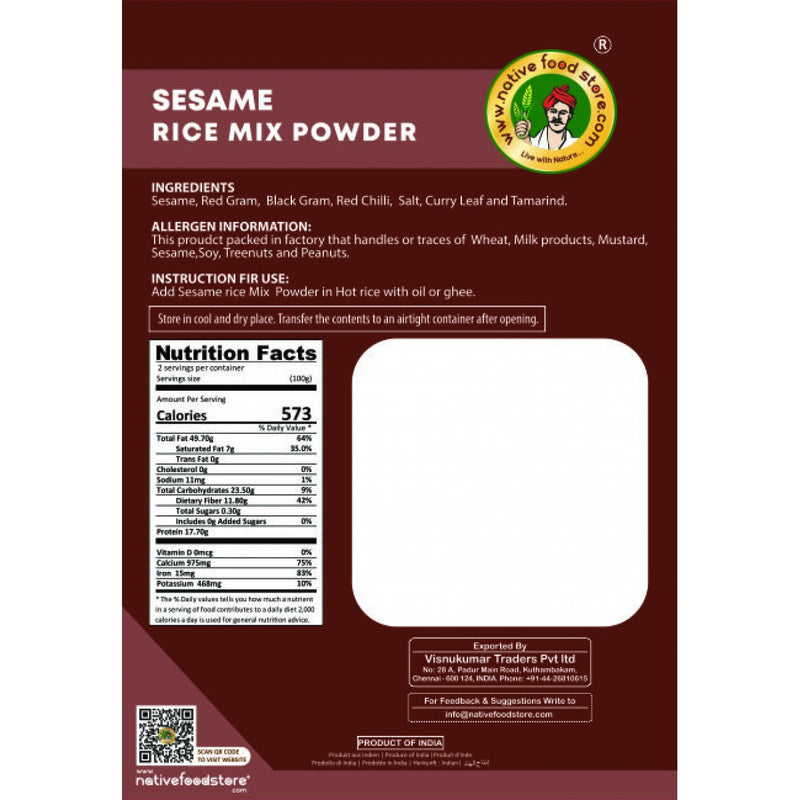 Buy native food store sesame ellu rice mix Online in UK