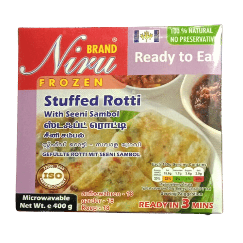 Buy niru frozen stuffed rotti with seeni sambol  online in UK