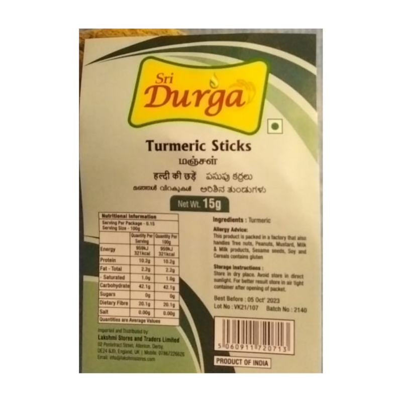 SRI DURGA TURMERIC STICKS 1 PACK 15G
