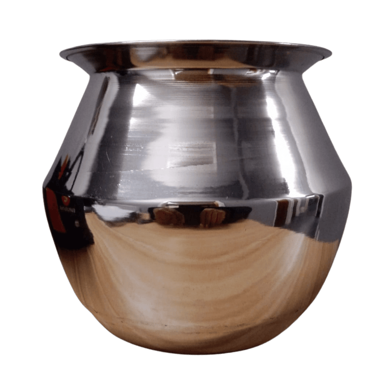 STAINLESS STEEL PONGAL PANAI, LID WITH  SPOON 2LTR